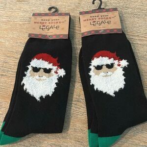 NWT 2 pairs Legale Men’s Christmas Santa Socks